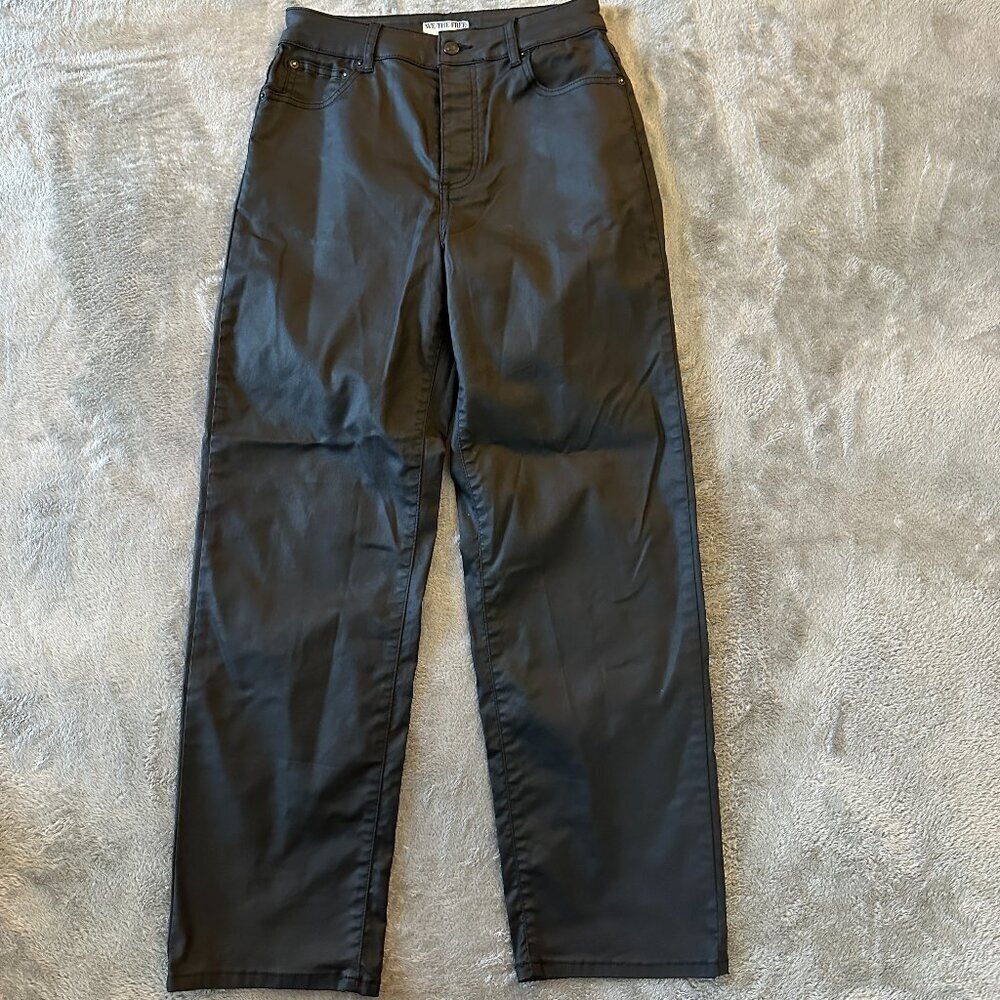 We The Free Pacifica High Rise Slim Straight Leg Matte Coated Pants Black 29